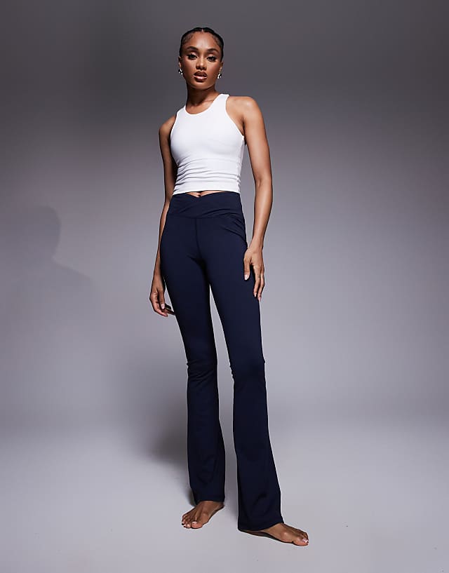 asos 4505 Tall Icon soft touch wrap waist slim kick yoga legging in midnight navy