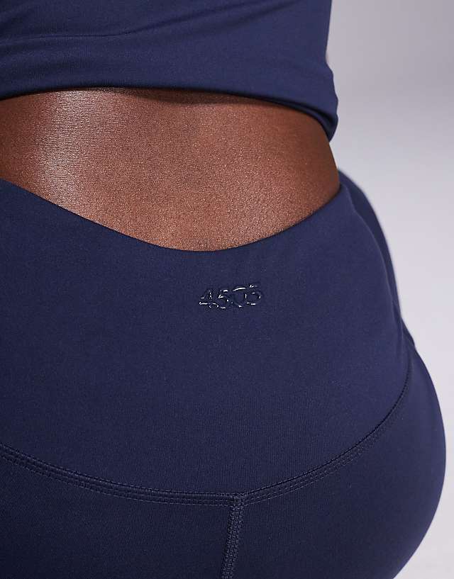 Asos 4505 Tall Icon Soft Touch Wrap Waist Slim Kick Yoga Legging In Midnight Navy