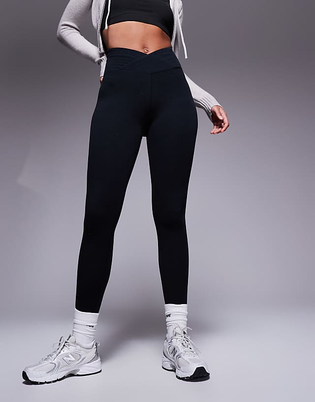 Asos 4505 Tall Icon Soft Touch Wrap Waist Yoga Legging In Black