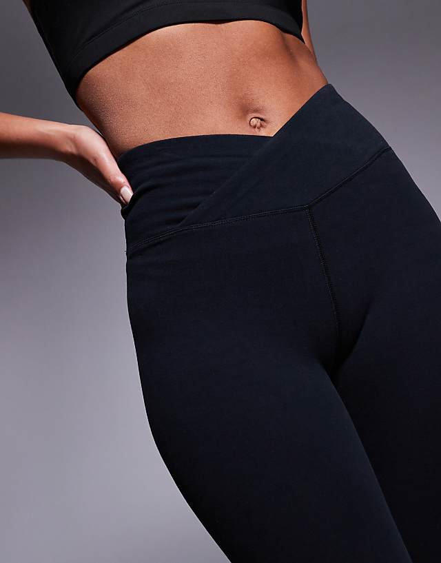 Asos 4505 Tall Icon Soft Touch Wrap Waist Yoga Legging In Black