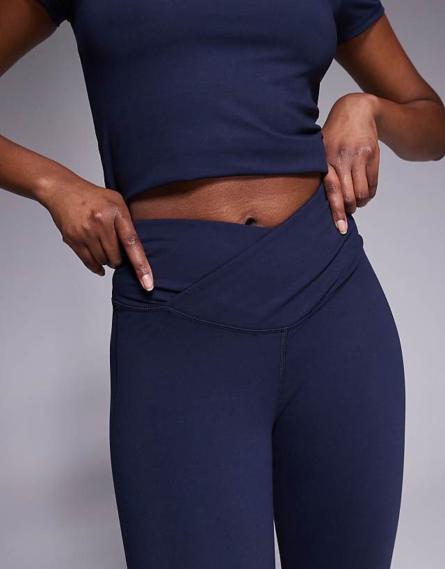 Asos 4505 Tall Icon Soft Touch Wrap Waist Yoga Legging In Midnight Navy