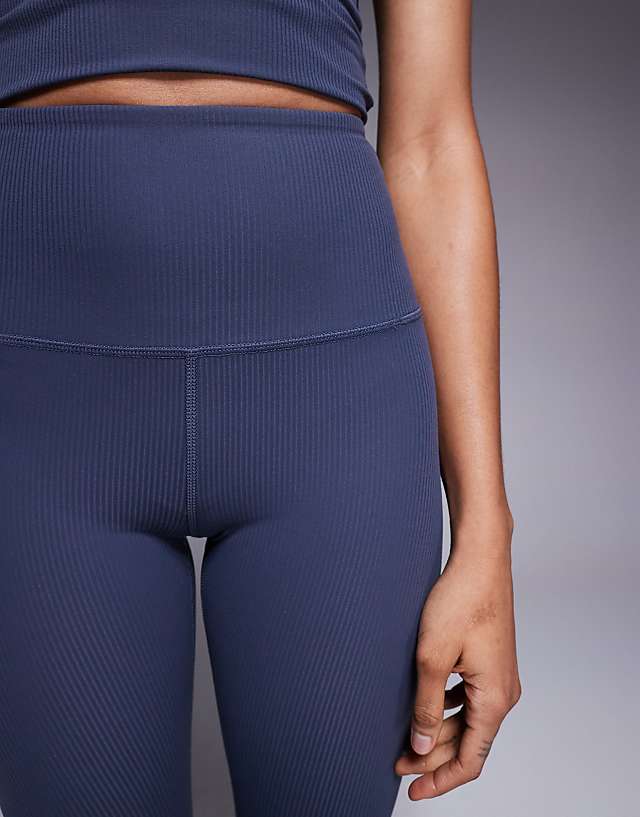 Asos 4505 Tall Soft Touch Rib High Waist Gym Legging In Blue Grey