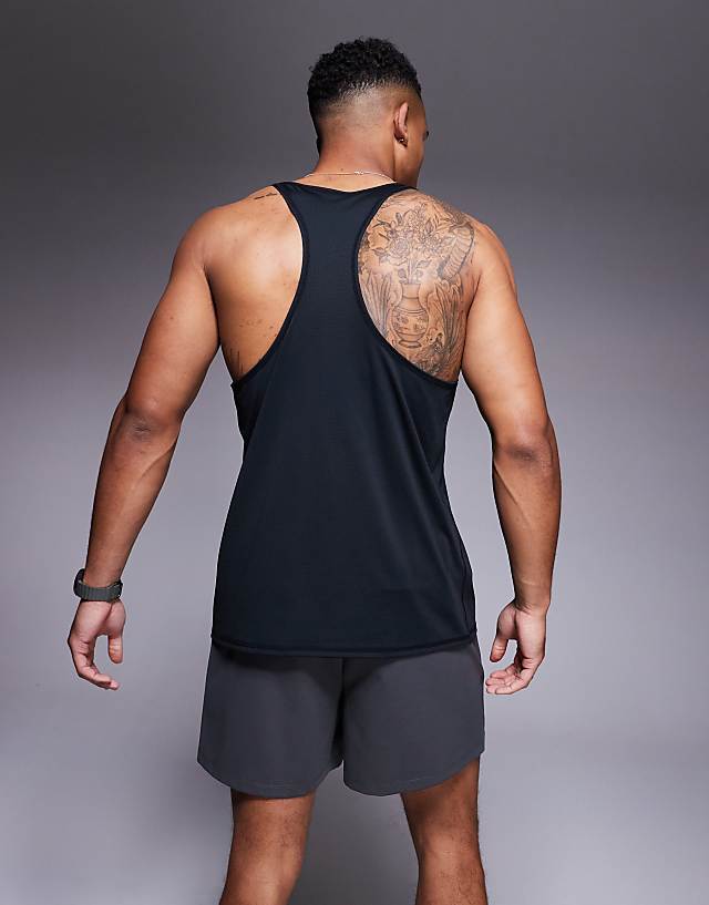 Asos 4505 Training Club Mesh Stringer Vest In Black