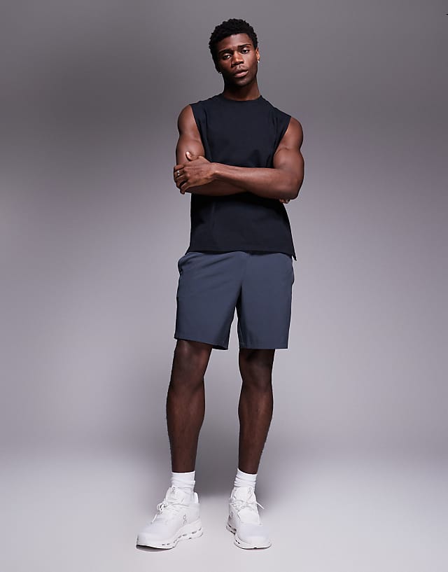 Asos 4505 Training Oversized Back Print Cotton Tank With Quick Dry Finish In Washed Black