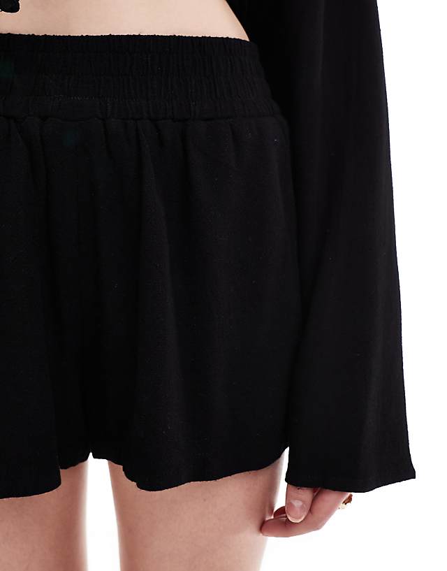 Asos 4th & Reckless Linen Shirred Waist Shorts Co-ord In Black