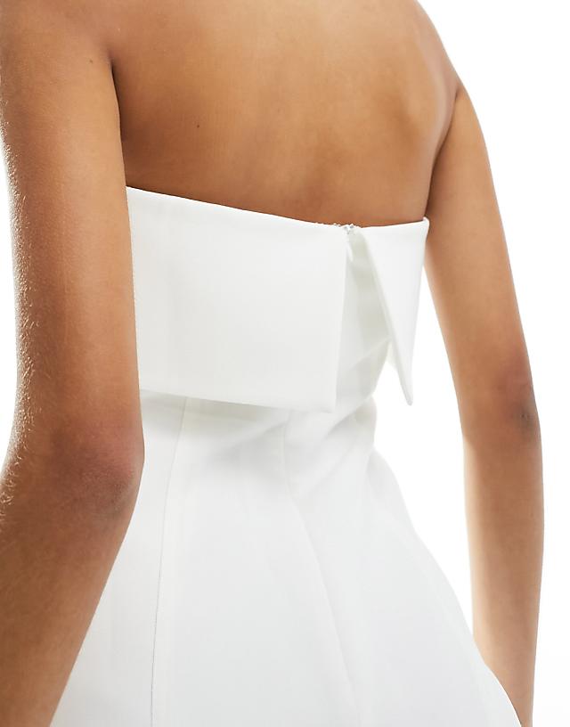 Asos 4th & Reckless Tailored Bandeau Fold Detail Mini Dress In White