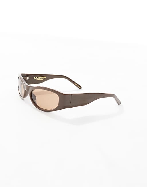 Asos A.Kjaerbede Gust Racer Sunglasses In Chocolate Brown