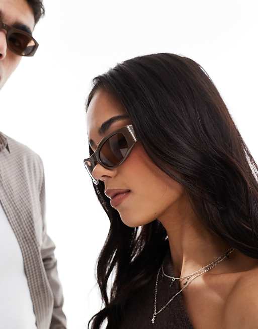 Asos A.Kjaerbede Gust Racer Sunglasses In Chocolate Brown