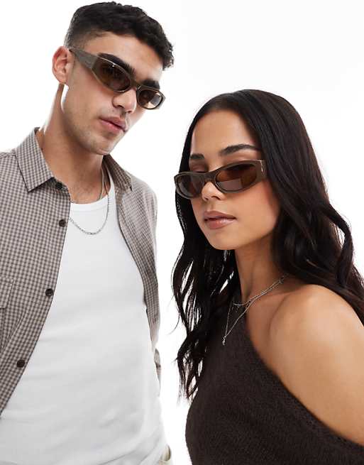asos A.Kjaerbede Gust racer sunglasses in chocolate brown
