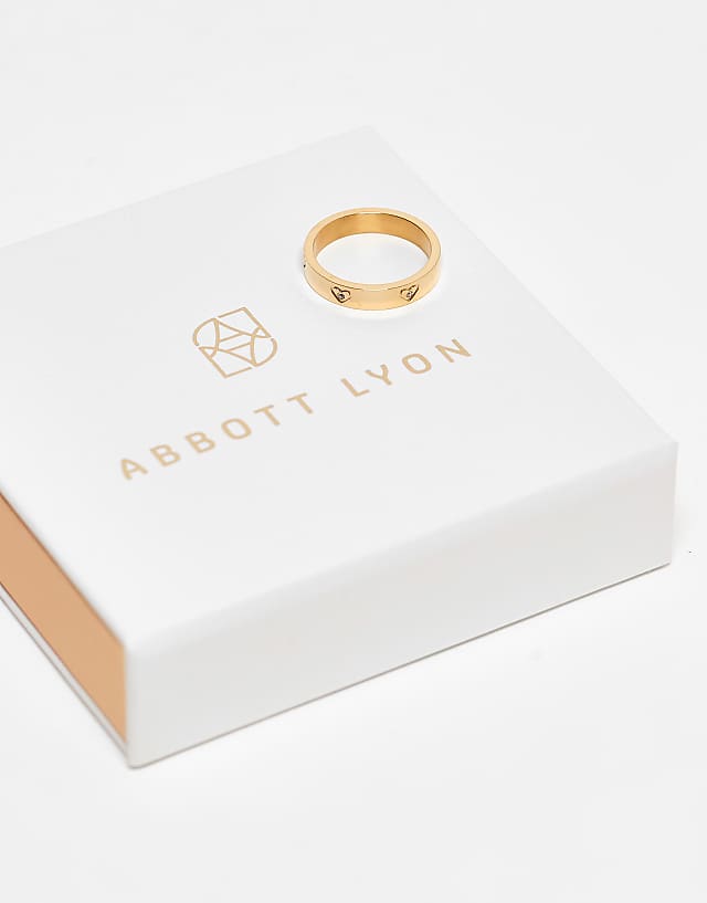 Asos Abbott Lyon Crystal Heart Ring In 18k Gold Plated Waterproof Stainless Steel