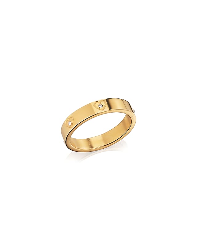 Asos Abbott Lyon Crystal Heart Ring In 18k Gold Plated Waterproof Stainless Steel