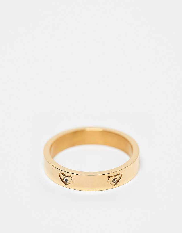 asos Abbott Lyon crystal heart ring in 18k gold plated waterproof stainless steel