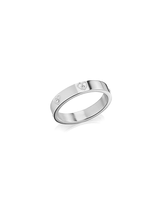 Asos Abbott Lyon Crystal Heart Ring In Silver Plated Waterproof Stainless Steel
