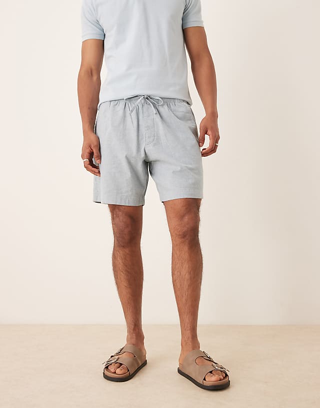 Asos Abercrombie & Fitch 8"" Linen Tailored Short In Grey