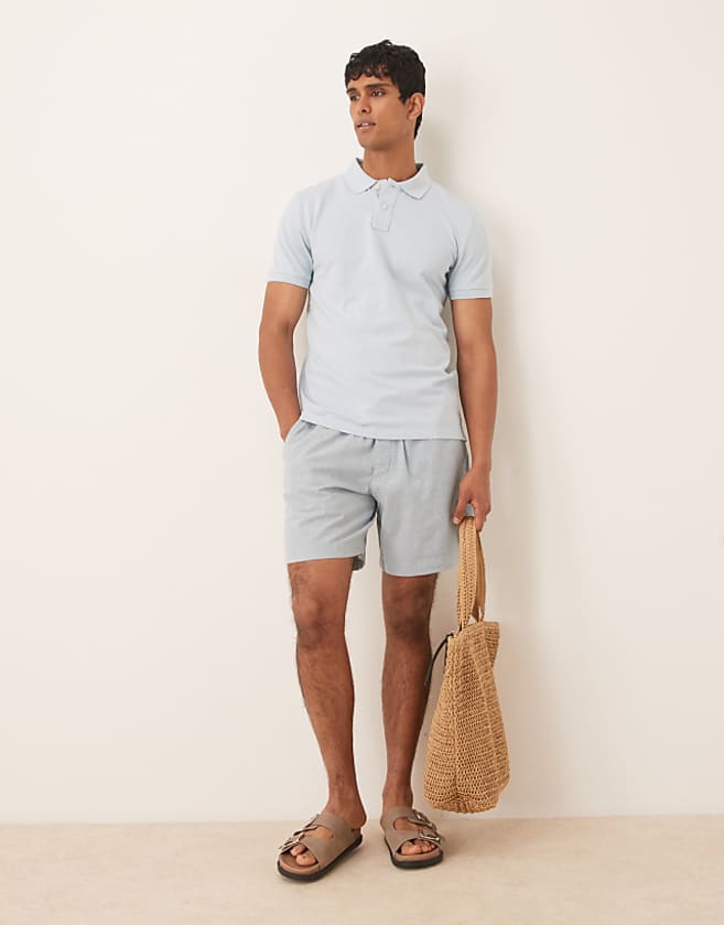 asos Abercrombie & Fitch 8"" linen tailored short in grey