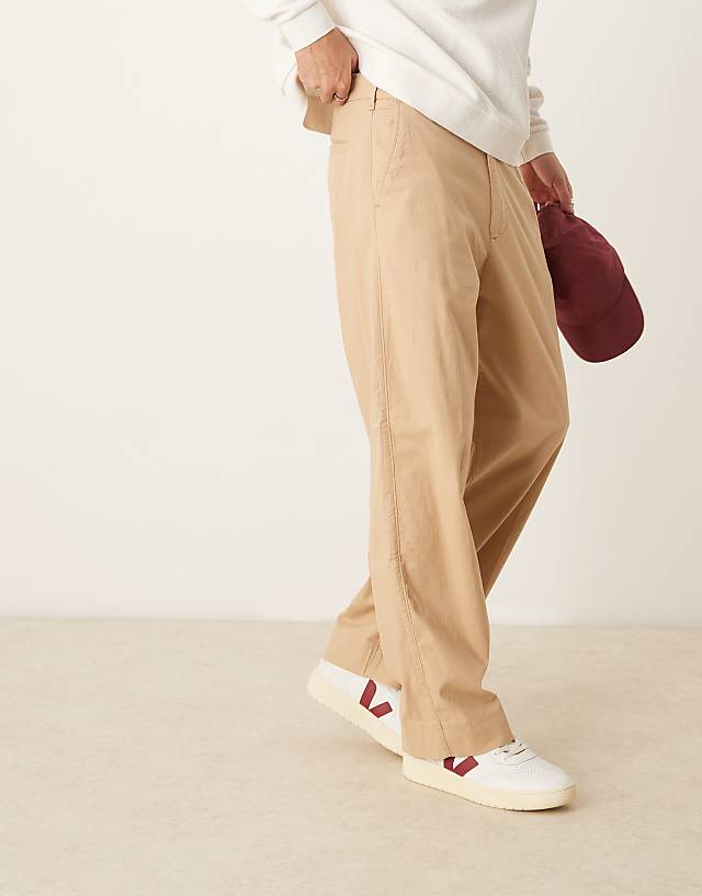 Asos Abercrombie & Fitch Baggy Linen Trouser In Beige