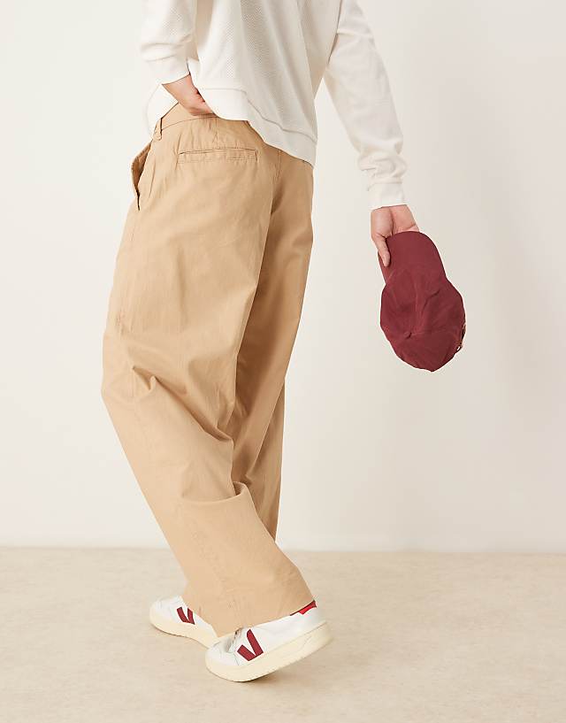 Asos Abercrombie & Fitch Baggy Linen Trouser In Beige