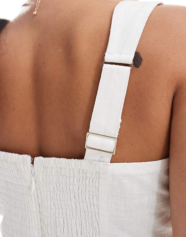Asos Abercrombie & Fitch Linen Blend Mini Dress In White