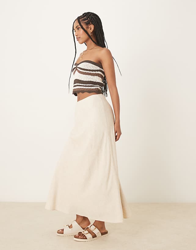 Asos Abercrombie & Fitch Mid Rise Linen Maxi Skirt In Oatmeal