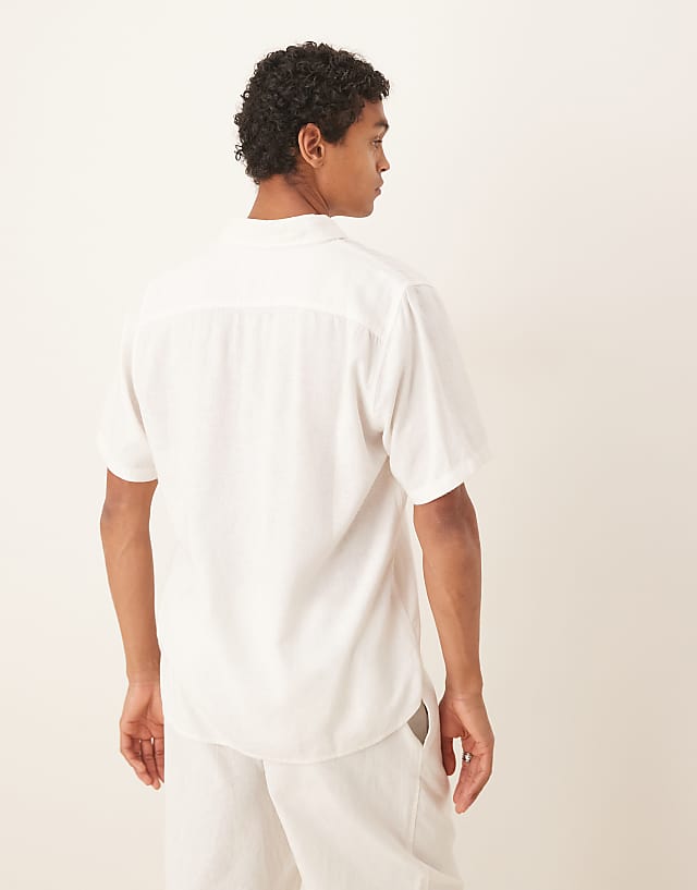 Asos Abercrombie & Fitch Short Sleeve Linen Shirt In White