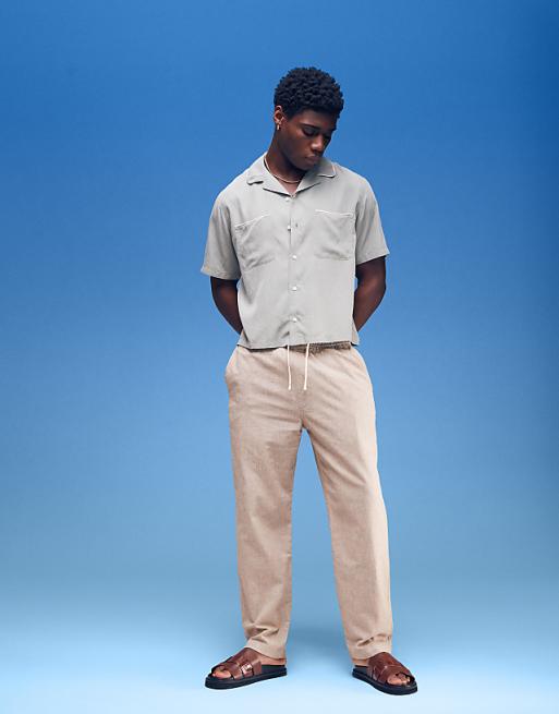 Asos Abercrombie & Fitch Short Sleeve Shirt In Sage Green