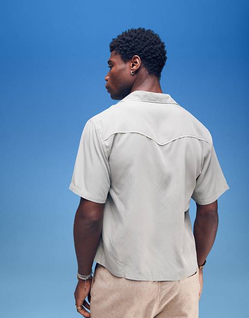 Asos Abercrombie & Fitch Short Sleeve Shirt In Sage Green