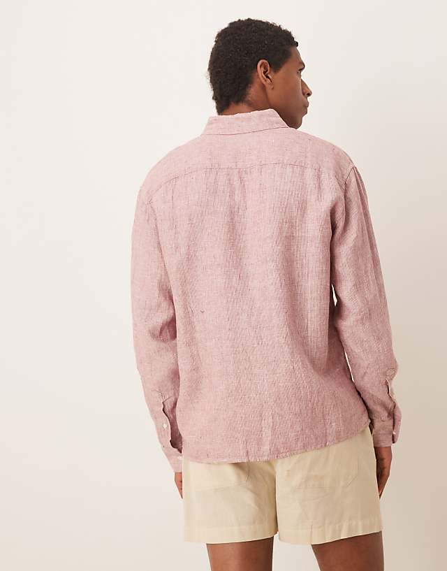 Asos Abercrombie & Fitch Textured Linen Shirt In Pink