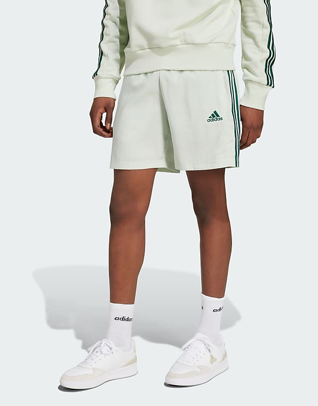 asos adidas Aeroready essentials chelsea 3-stripes shorts in linen green