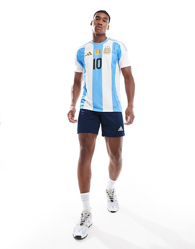 Asos Adidas Football Argentina 24 Messi Home Jersey In White And Blue