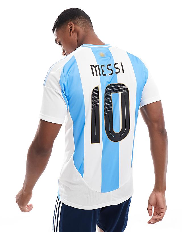 Asos Adidas Football Argentina 24 Messi Home Jersey In White And Blue