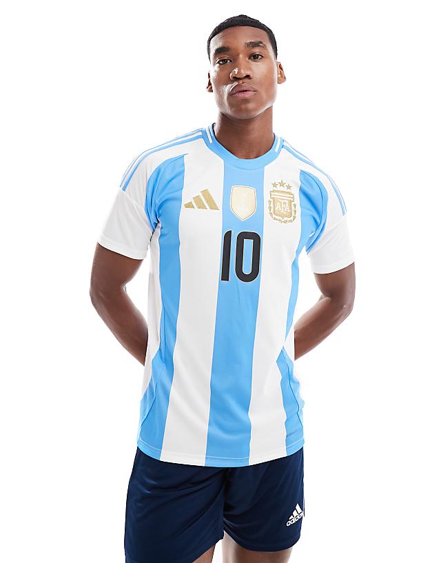 Asos Adidas Football Argentina 24 Messi Home Jersey In White And Blue