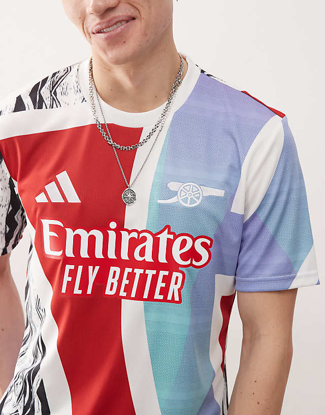 Asos Adidas Football Arsenal Pre Shirt In Red White Blue Print
