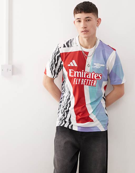 asos adidas Football Arsenal pre shirt in red white blue print