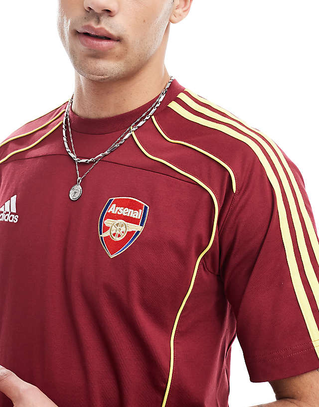 Asos Adidas Football Arsenal Urban Purist T-shirt In Burgundy And Yellow