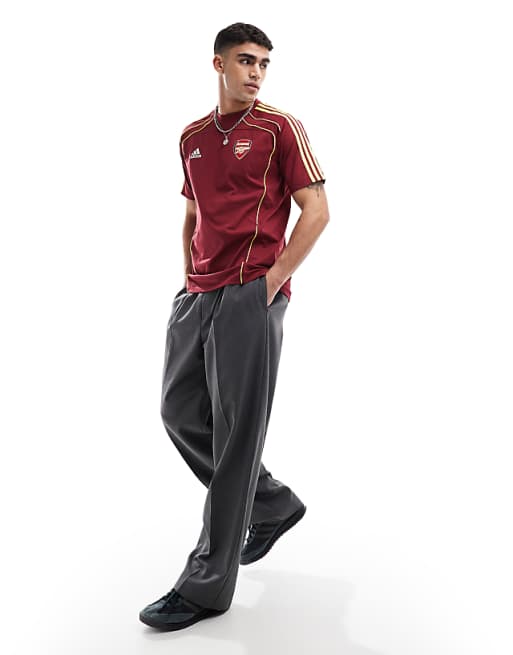 Asos Adidas Football Arsenal Urban Purist T-shirt In Burgundy And Yellow