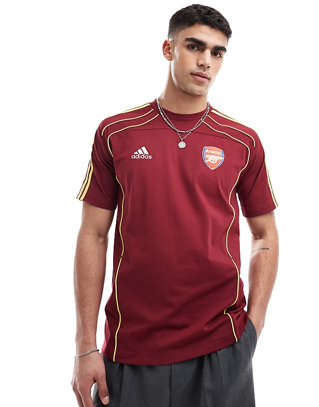 asos adidas Football Arsenal urban purist t-shirt in burgundy and yellow