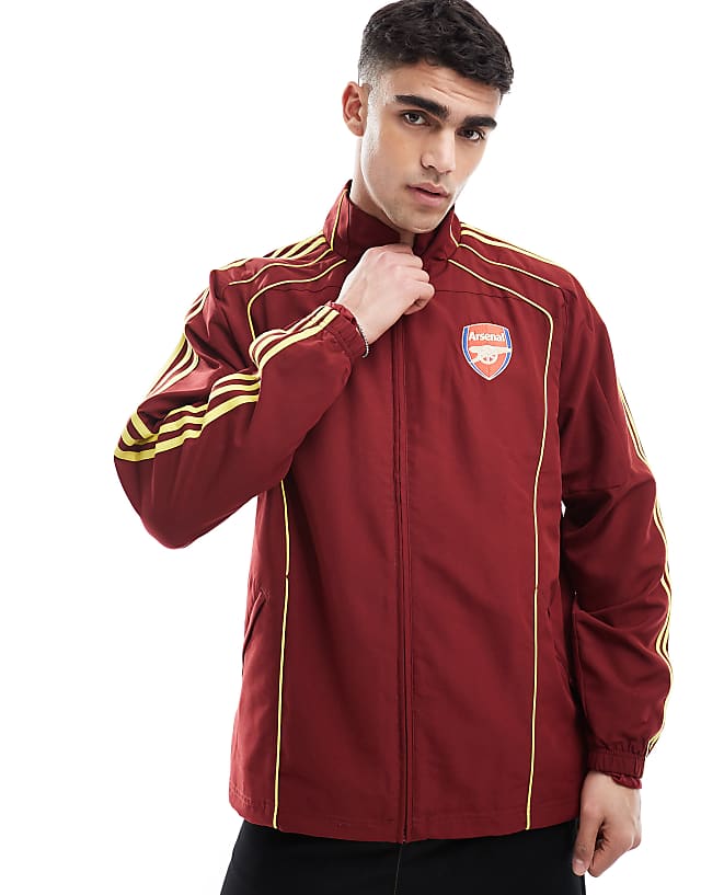 asos adidas Football Arsenal urban purist track top in burgundy and yellow