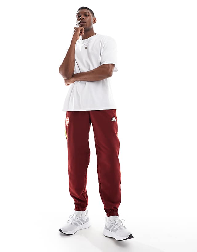 Asos Adidas Football Arsenal Urban Purist Trackpants In Burgundy And Yellow