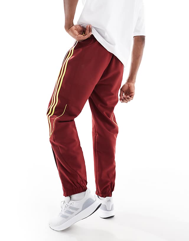 Asos Adidas Football Arsenal Urban Purist Trackpants In Burgundy And Yellow