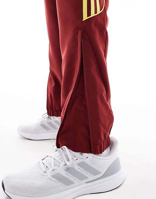 Asos Adidas Football Arsenal Urban Purist Trackpants In Burgundy And Yellow