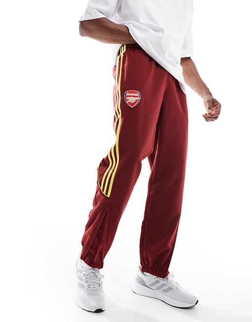 asos adidas Football Arsenal urban purist trackpants in burgundy and yellow