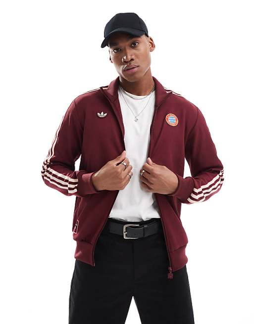 asos adidas Football Bayern Munich Icons track top in burgundy