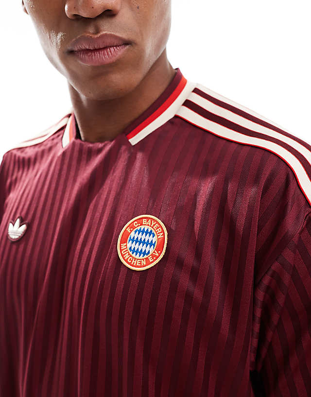 Asos Adidas Football Bayern Munich T-shirt In Burgundy