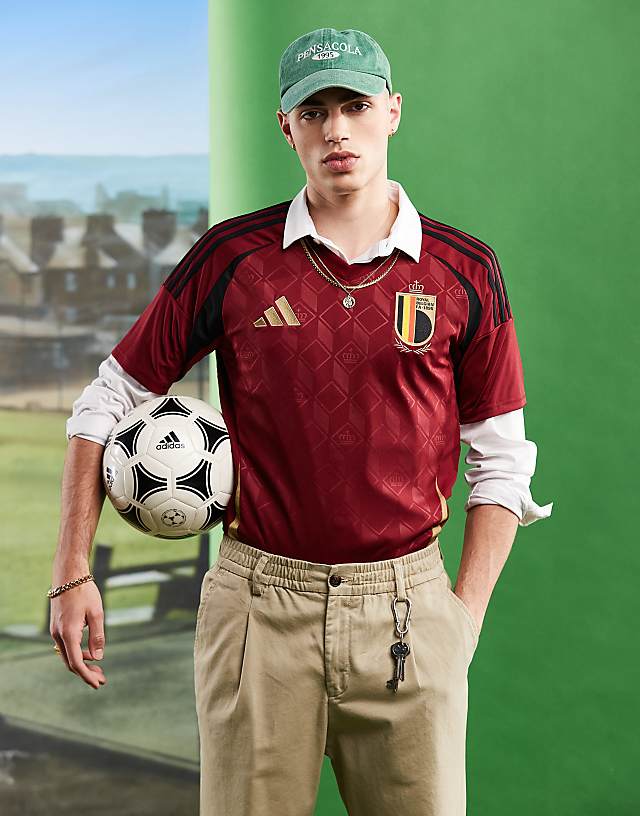 Asos Adidas Football Euro 2025 Belgium Home Shirt In Burgundy