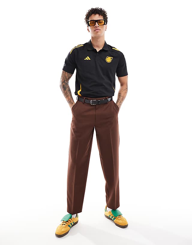 Asos Adidas Football Jamaica 24/25 Polo Shirt In Black & Gold