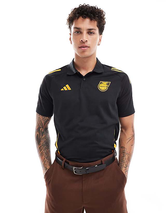 asos adidas Football Jamaica 24/25 polo shirt in black & gold