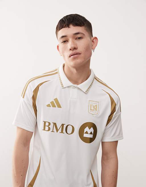 asos adidas Football Los Angeles FC away jersey in white and gold
