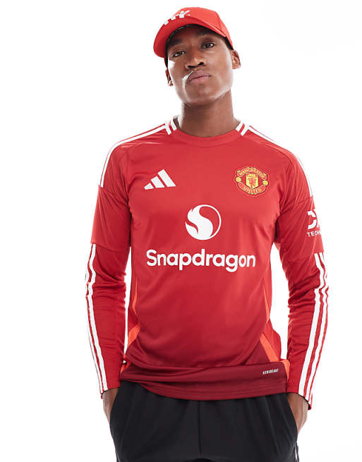 Asos Adidas Football Manchester United 24/25 Long Sleeve Home Jersey In Red