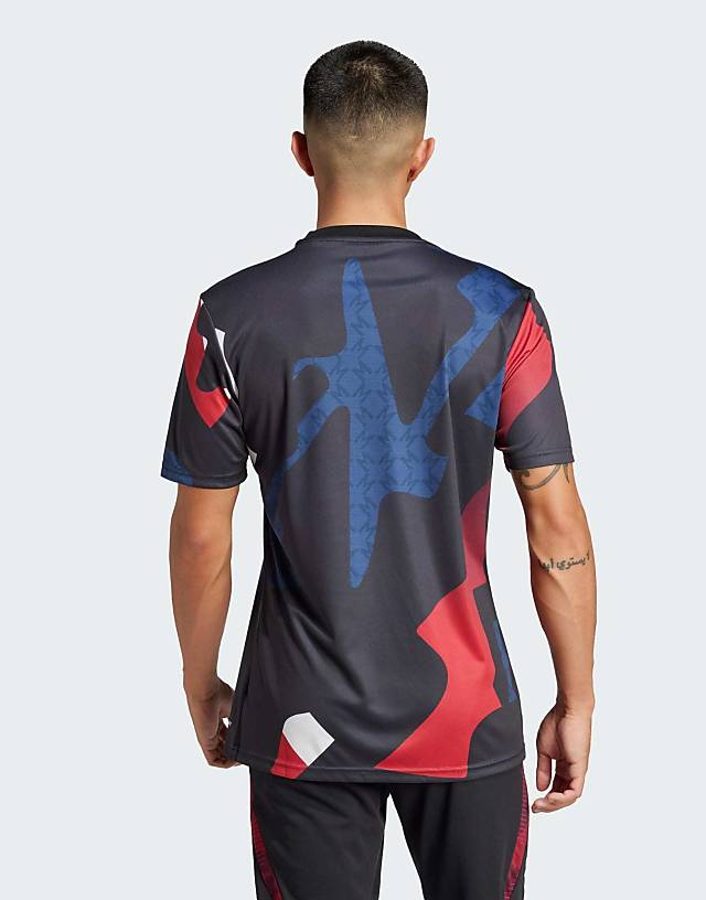 Asos Adidas Football Manchester United 24/25 Pre-match Jersey In Black / Mufc Red / Off White