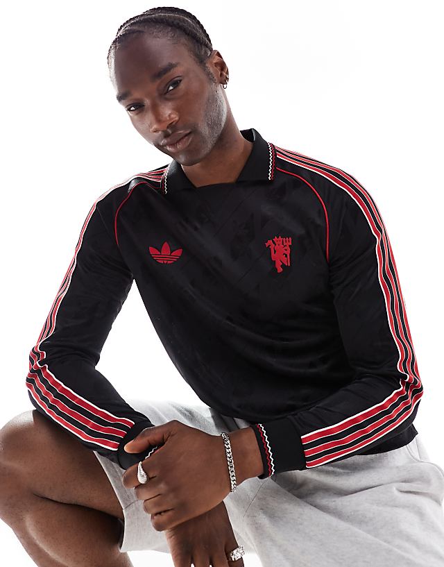 Asos Adidas Football Manchester United 24/25 Unisex Long Sleeve Shirt In Black